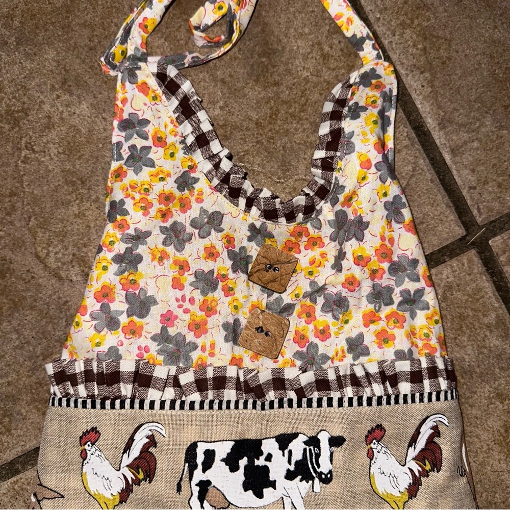 GIRLS RICA ROSIE BOUTIQUE FARMHOUSE PRINT DRESS ROOSTER COW 12 MONTH RARE HTF - Picture 4 of 11